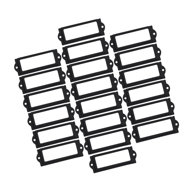 GUOOL 20x File Label Holder Metal Frame Handle Drawer Tag Pull Hardware for Drawer Box Black