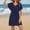 #Blue, variant on swimsuit coverup for womenswim cover up for women Summer Women's Short Sleeved Beach Outfit Loose V Neck Bikini Waist Tied Dress Beach Swimsuit Cover Up Black + L