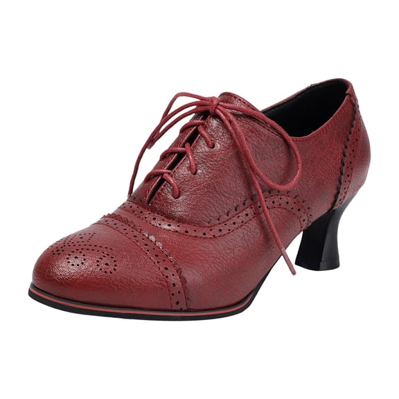 Women's Heels Vintage Mid Heels Lace Up Witch Shoes
