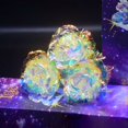 thumbnail image 2 of ITFABS Colorful Rose Artificial Decor, LOVE Base Gold Roses Flower Unique Gifts, 2 of 9