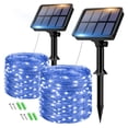thumbnail image 1 of Guirnalda de luces solares btfarm, 160 LED, 20 m, 8 modos, azul, paquete de 2, 1 of 6