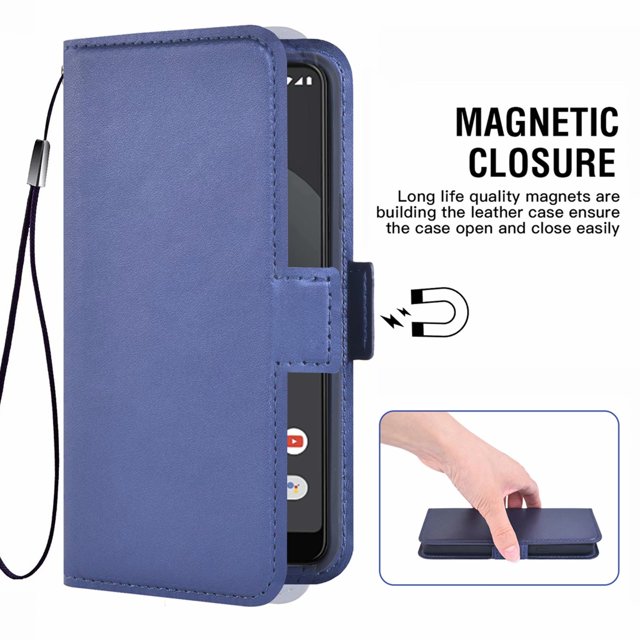 Mobile Phone Cover Pixel 3xl 3 Card Slots Bag Leather Protective Cover with Magnetic Closure Blue