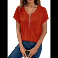 thumbnail image 3 of Blusas de Talla Grande para Mujer, Túnicas de Corta con Cremallera de 1/4, Color Caramelo XXL, 3 of 6