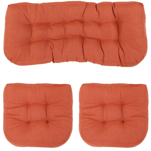 Sunnydaze Indoor/Outdoor Olefin Polyester Replacement Tufted Settee Cushion for Bench, Couch, or Loveseat - Burnt Orange - 3pc