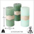 thumbnail image 3 of 3 Pillar Candle Set, Paraffin Wax, 68 Hours Burn Time, Cotton Wick,  6 Inches, Neutral Shades of Marbled Sage Green, Pale Celadon,Pastel Green, 3 of 6