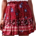 thumbnail image 1 of Falda corta con volantes de playa con estampado floral de cintura alta vintage informal de verano para mujer Wmkox8yi  FGJ1457, 1 of 8