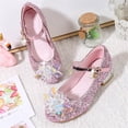 thumbnail image 5 of Mary Jane Princess Shoes Girls Glitter Low Heels Sequin Party Shoes Toddler Sandals Wedding Birthday Prom Dress Cosplay Shoes Pink 3 M, 5 of 7