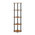 thumbnail image 3 of Furinno 11.6 W x 11.6 D x 57.7 H 5-Shelf Corner Display Freestanding Shelving Unit, Light Cherry and Black, 3 of 5