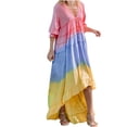 thumbnail image 1 of EQWLJWE Robes d'Été pour Femmes 2023 Mode d'Été pour Femmes Robe Évasée à Col en V à Manches Courtes Imprimée, 1 of 9