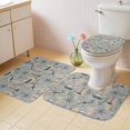 thumbnail image 3 of Blue Grey Nautical Bathroom Rugs Set Vintage Boats Seaports Maps Fish Linen Non Slip Absorbent Soft Bath Mats 3 Piece Set with Bathroom Rug, U-Shaped Floor Mat, Toilet Seat Cover Small Size, 3 of 9