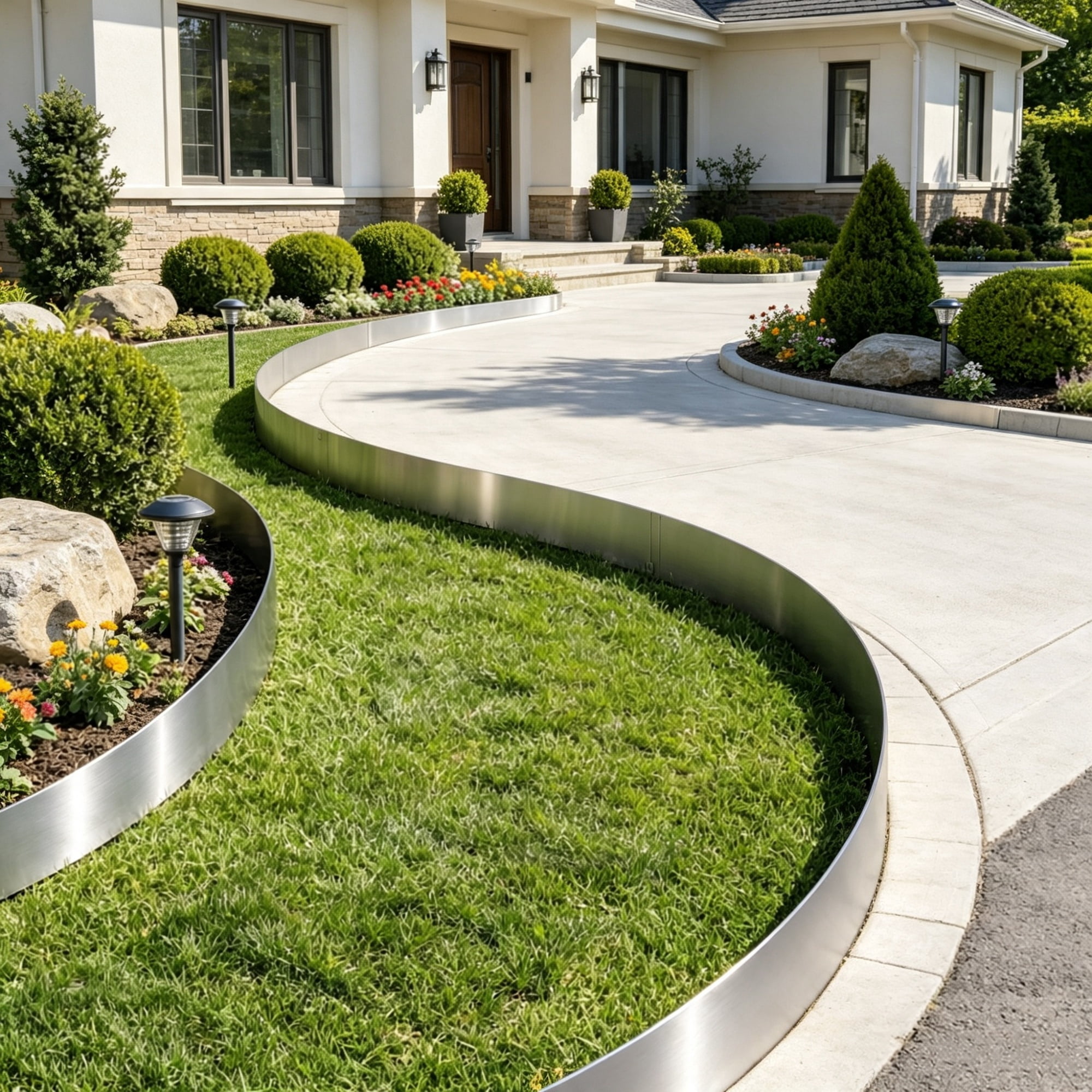 5-Pack Steel Landscape Edging (39x4 in), Bendable Heavy Duty Metal Garden Border for Flower Beds & Pathways