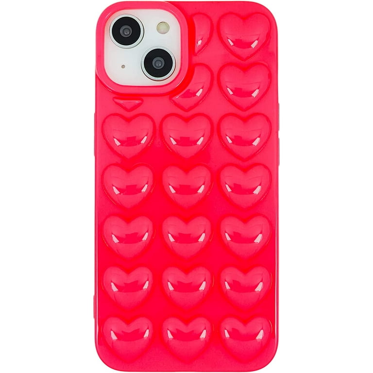 iPhone 14 Pro Case for Women, 3D Pop Bubble Heart Kawaii Gel Cover