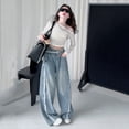 thumbnail image 2 of PLHWHYQ Girls Baggy Wide Leg Jeans Elastic Waist Denim Pants | Y2K High Waisted Straight Leg Jeans,Denim Pants Blue 13-14 Years, 2 of 7