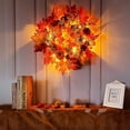 thumbnail image 3 of Coronas de otoño con luz LED 40 cm Hoja de arce de otoño Guirnalda de bayas de calabaza Guirnalda de flores artificiales Puerta delantera para Halloween Navidad Acción de gracias Pared Decoración del JFHHH pequeña, 3 of 5