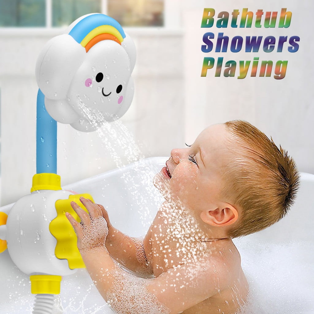 ?MIARHB?Cloud Baby Bath Toys Bathtub Showers Bathing Spouts Suckers Folding Spray Faucet