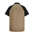 thumbnail image 5 of Men's Golf T-Shirts Regular Fit Short Sleeve Athletic Workout Tee Summer Fashion Clothes for Male Casual Color Block Patchwork Loose 1/4 Button up Tops with Collar Khaki M, 5 of 6