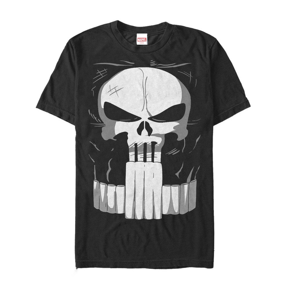 Men's Marvel Halloween Punisher Costume Graphic Tee Black 2X Large