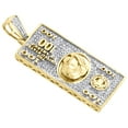 thumbnail image 4 of 10K Yellow Gold Diamond $100 One Hundred Dollar Bill Pendant 1.6" Charm 0.45 CT., 4 of 6