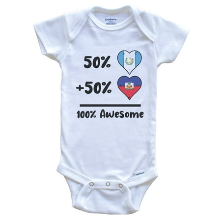 

50% Guatemalan Plus 50% Haitian 100% Awesome Guatemala Haiti Heart Flags Baby Bodysuit