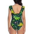 thumbnail image 6 of Yiaed Dinosaurs and Flowers Print Women's Ruffled One Piece Swimsuit V Neck Swimwear Slimming Monokini for Woman-XX-Large, 6 of 8