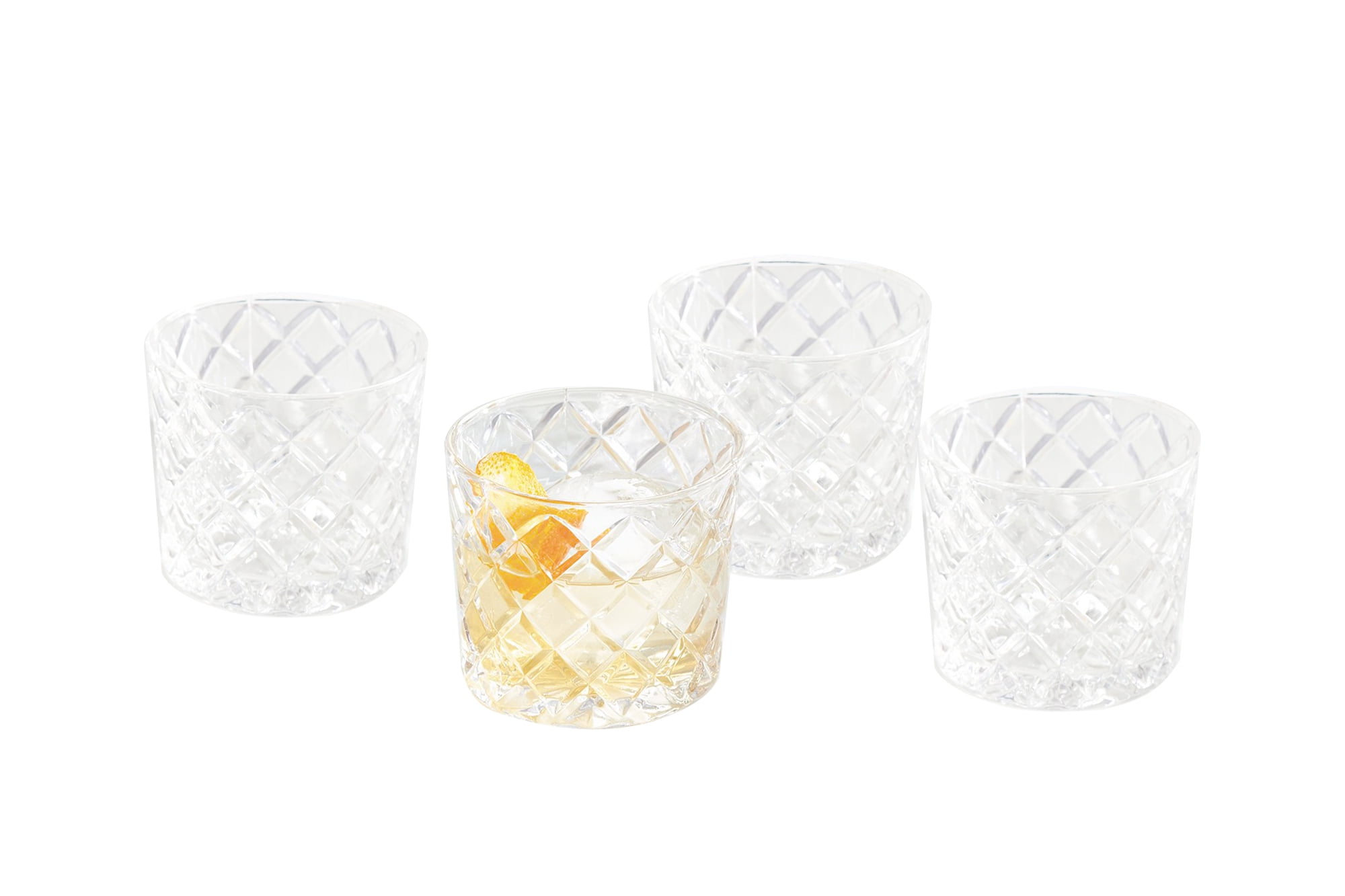 (4 pack) Better Homes & Gardens Diamond Cut Old Fashioned Glass, 4-Pack