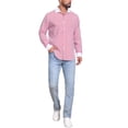thumbnail image 2 of INSPIRE CHIC Men's Striped Button Down Long Sleeve Stretch Business Shirts S Red, 2 of 4
