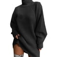 thumbnail image 2 of Women Turtleneck Oversized Knitted Dress Autumn Solid Long Sleeve Casual Elegant, 2 of 8