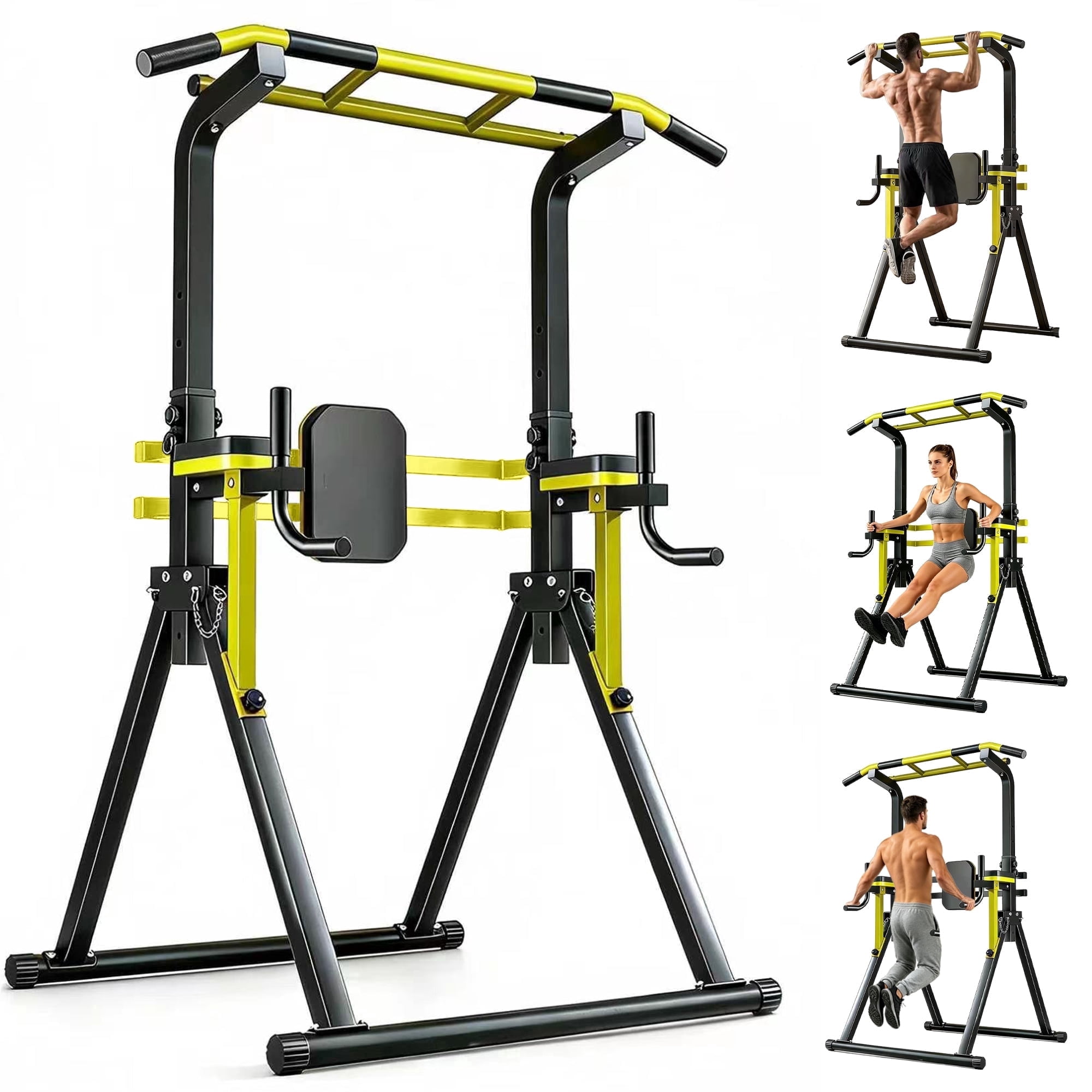 Fahuac Power Tower Pull Up Bar Station, 10-Level Adjustable Height Dip Station, Heavy-duty Frame Structure,Multi-Functional Home Gym Strength Training Equipment