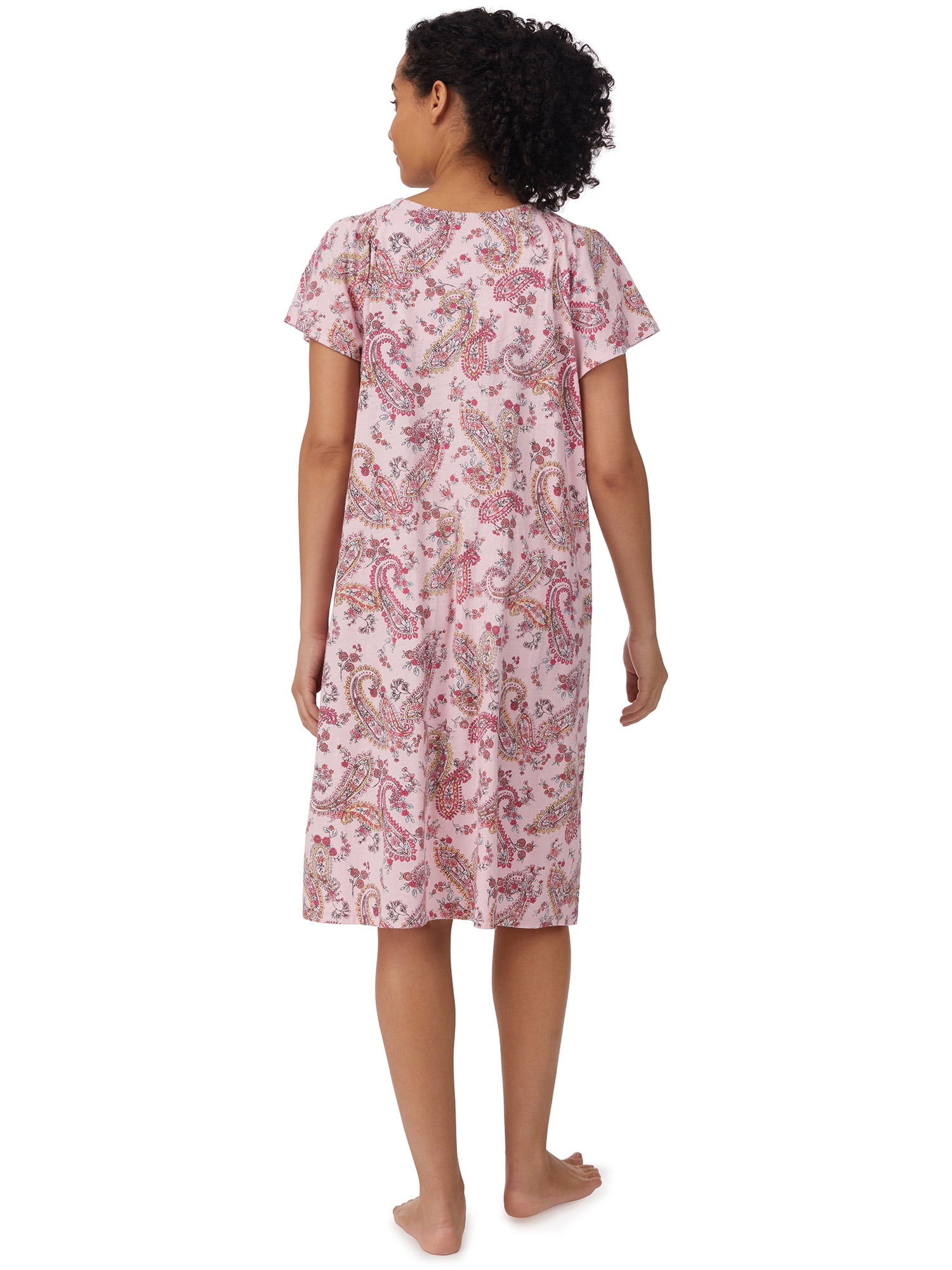 Aria Women's 100% Cotton Raglan Sleeve Smocked Neck 40" Sleepwear Gown, Sizes XS-5X