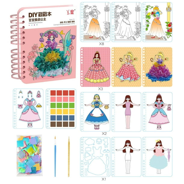 Pasta para cambiar de ropa, divertido juguete educativo y de aprendizaje extraíble, libro de pegatinas reutilizable con tema de princesa, libro de Estilo A perfecl libro de pegatinas