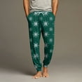 thumbnail image 2 of Wutalume Men's Drawstring Pocket Cuffed Casual Pants with Holiday Christmas Print, Warm Home Sleep Pants for Lounge and Leisure Time,Dark Green XL, 2 of 7