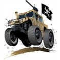 thumbnail image 3 of Cars Duvet Cover Set, Worldwide Off Road Famous Savannah Rally Truck Skull Pirate Flag Camouflage Design, Decorative 3 Piece Bedding Set with 2 Pillow Shams, Queen Size, Brown and Grey, by Ambesonne, 3 of 3