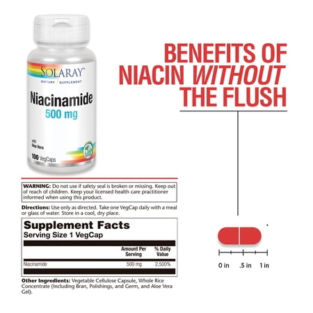 ソラレー ナイアシンアミド サプリメント 500mg 100粒 Solaray Niacinamide ベジカプセル ビタミンB3 with アロエベラ