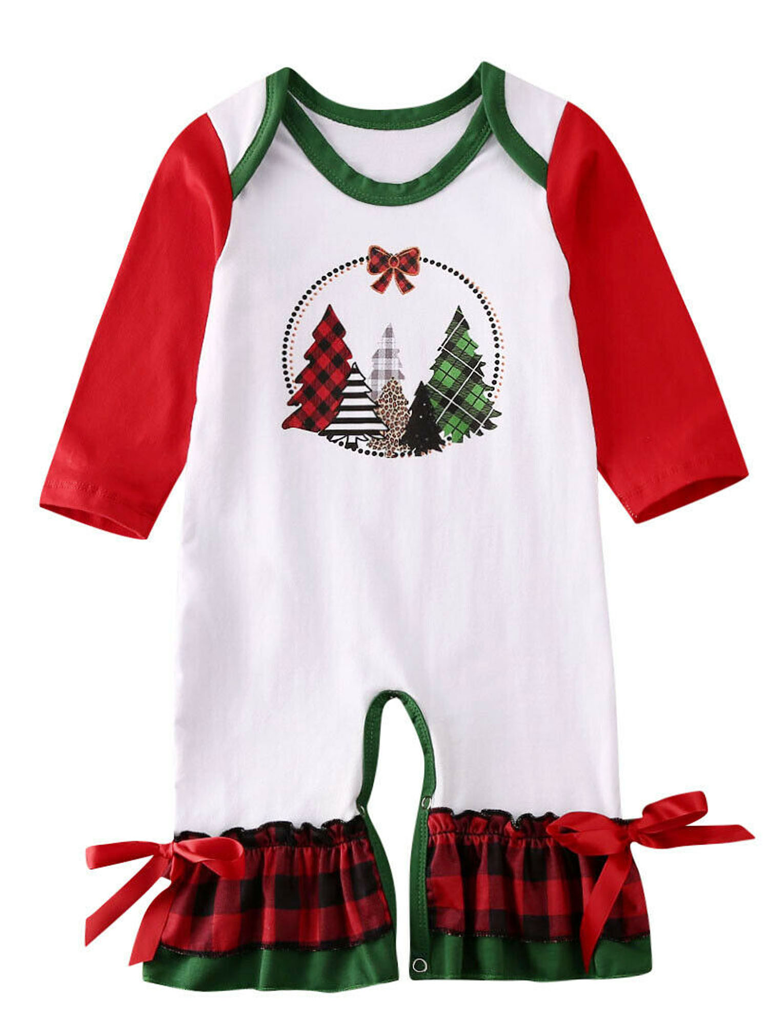 Owl'sYard Infant Baby Girl Christmas Clothes Ruffle Romper Jumpsuit