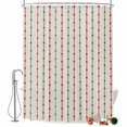 thumbnail image 2 of Christmas Shower Curtains for Bathroom, Farmhouse Xmas Abstract Dots Red Green Stripes Waterproof Fabric Shower Curtain, Decorative Bathroom Curtain for Bathtub, 72"x72", No Hooks Included, 2 of 9