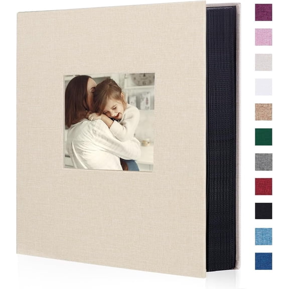 Fabric Photo Album 4x6 400 Large Capacity for Family Wedding Anniversary Linen Album Holds 400 Vertical Photos (400 Pockets, Beige)