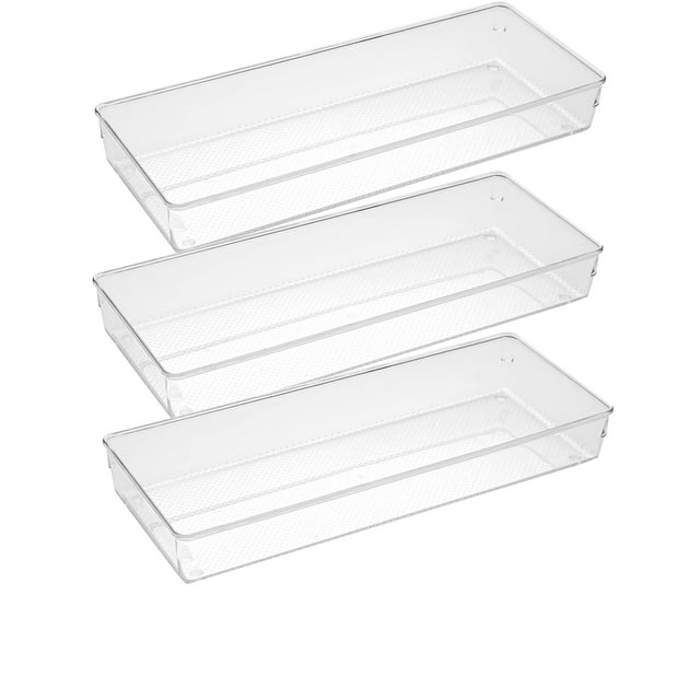 Bandeja organizadora de cajones iHomeCooker de plástico transparente, paquete de 3