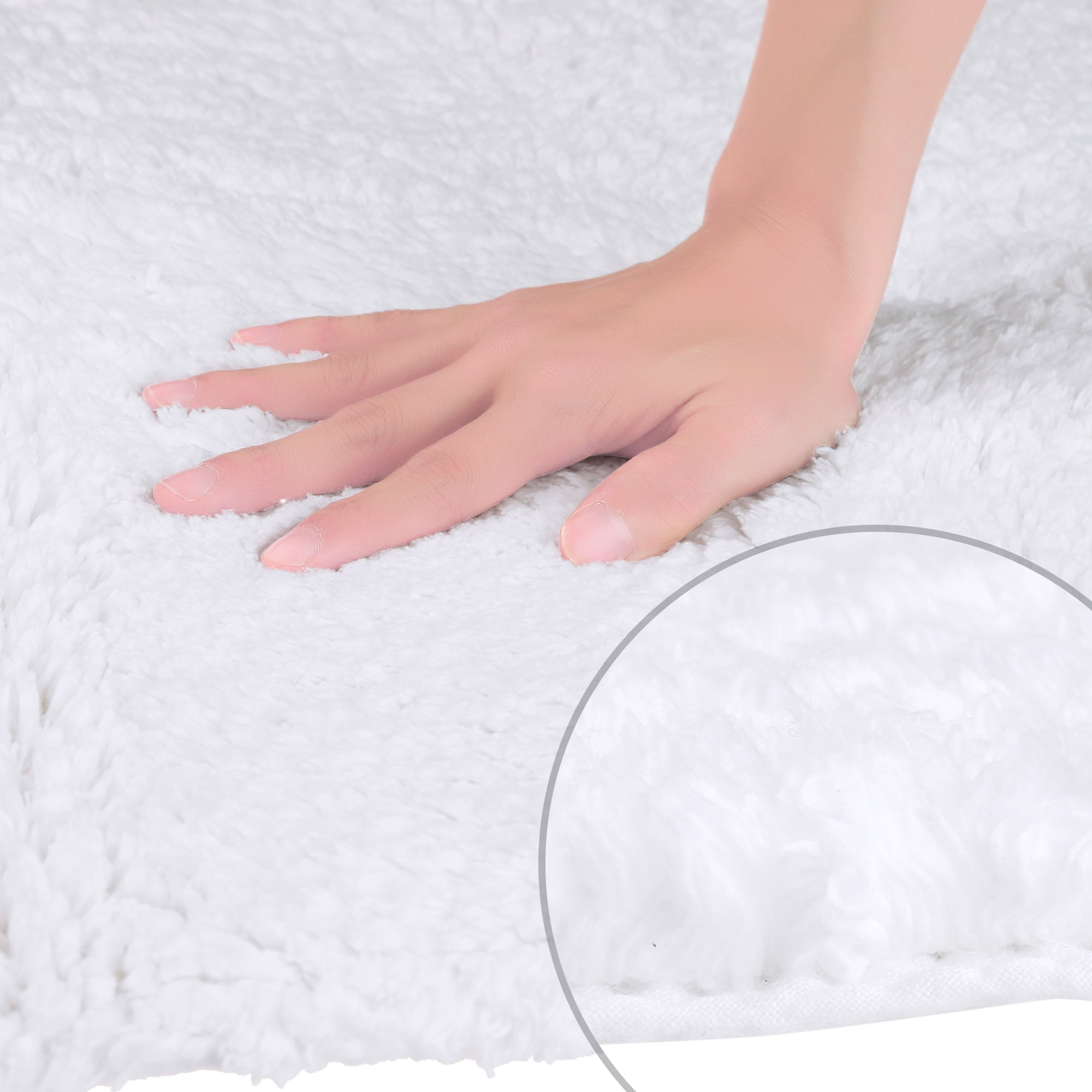 Unique Bargains Cotton Mat Rug Plush Water Absorbent Luxury Rectangular Machine Washable White 20" x 32"