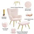 thumbnail image 4 of Wubio Accent Chair with Ottoman, Boucle Fabric Armchair Footstool, Modern and Cozy Vanity Chair with Golden Legs for Living Room, Lounge, Makeup Room, Bedroom, Pink, 4 of 9