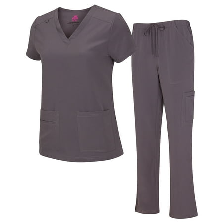 

NATURAL UNIFORMS Womens Scrub Set Lightweight Stretch with 12 Pockets