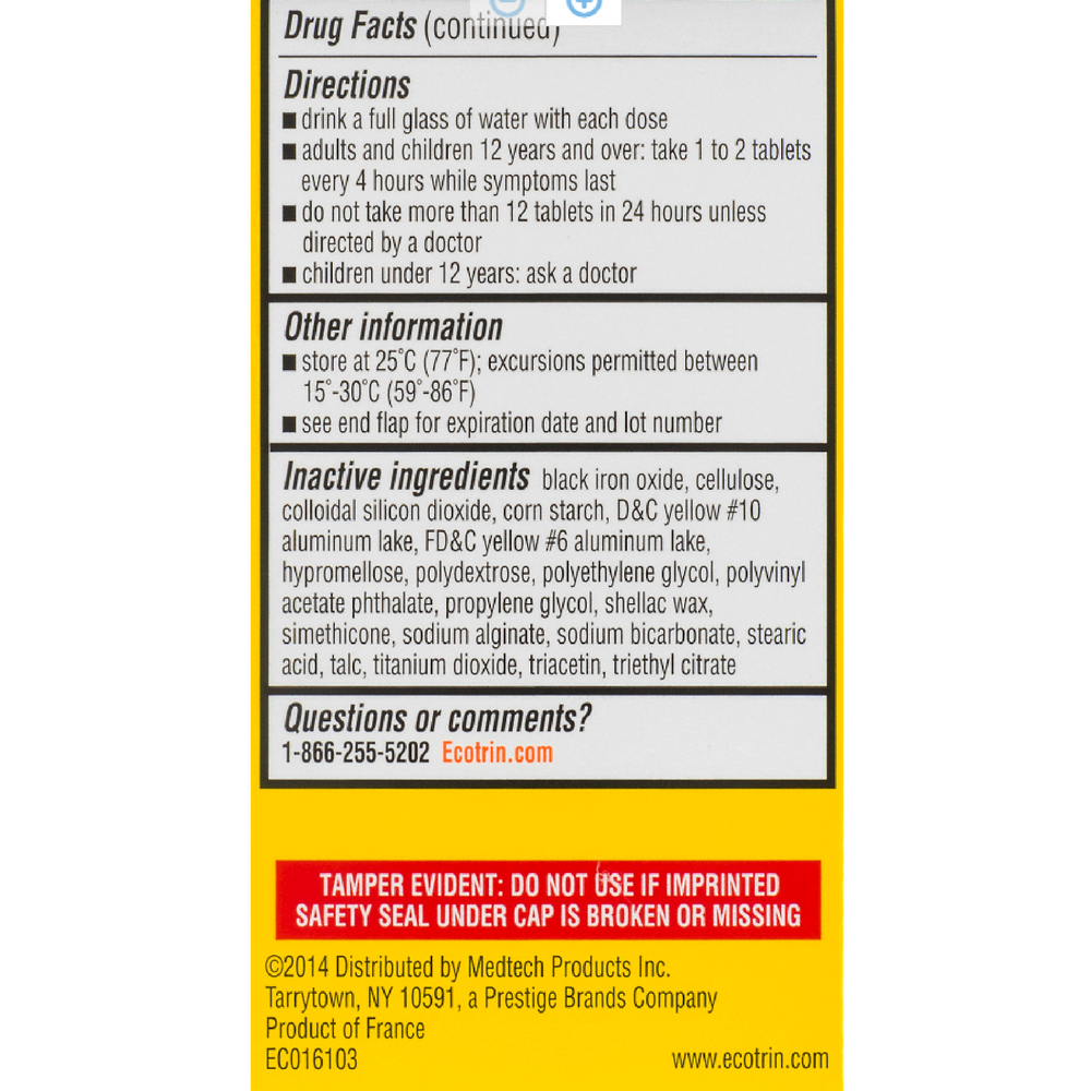 Ecotrin Regular Strength Safety Coated Enteric Aspirin Tablets 325 MG 300 ea - image 4 of 4