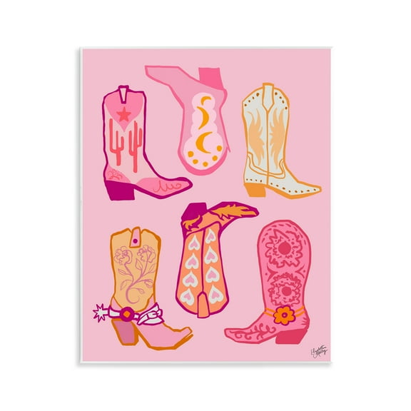 Stupell Industries Cowgirl Boot Designs Fashion Painting Unframed Art Print Wall Art, 11 x 14