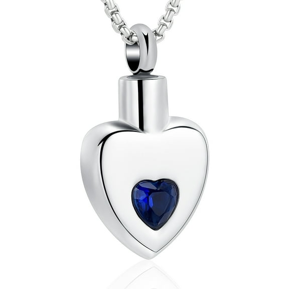Heart Urn Necklace for Ashes Birthstones Cremation Jewelry for Ashes Heart Crystal Cremation Urn Necklace for Human Pet Ashes Holder
