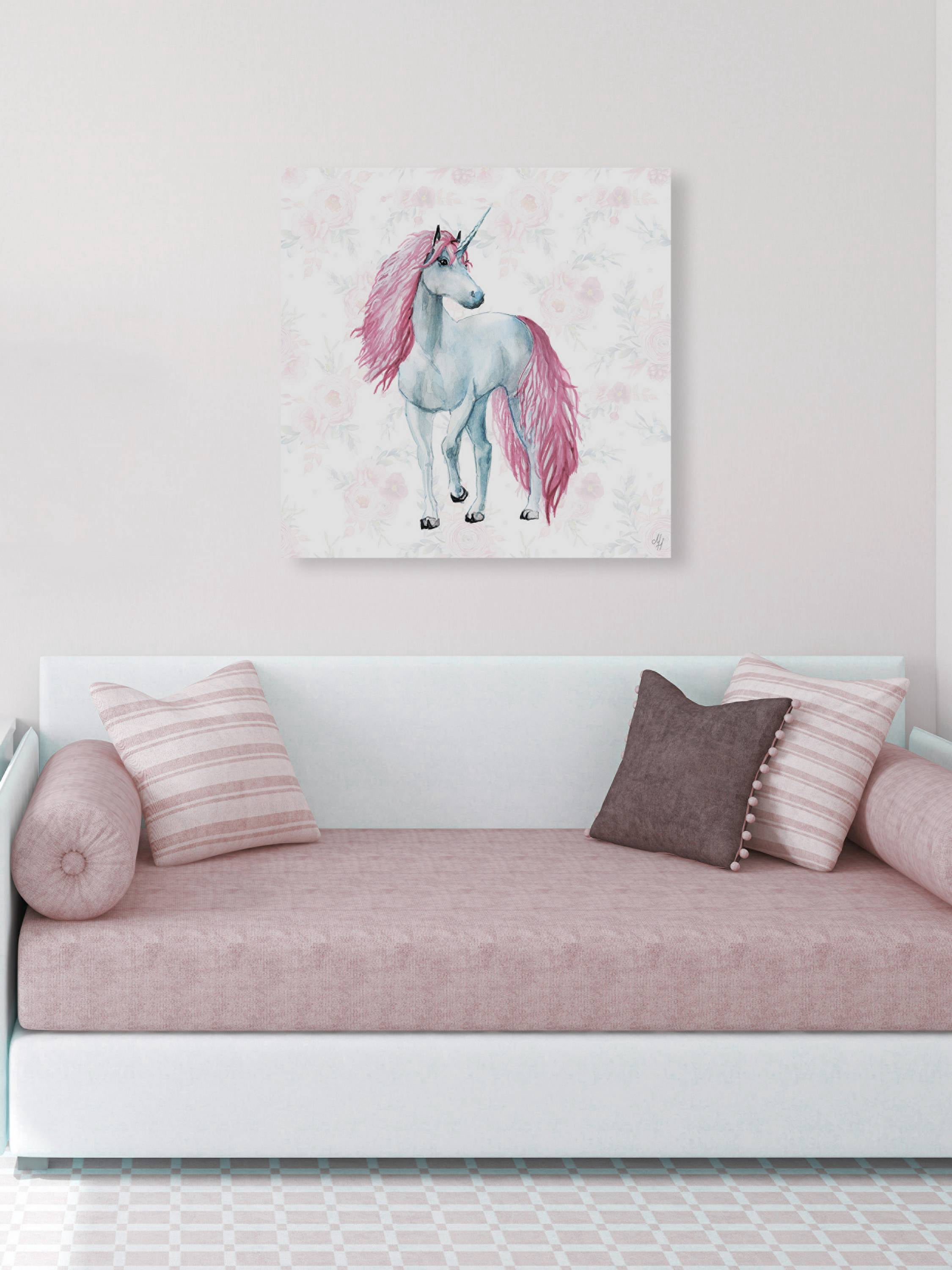 Marmont Hill Feminine Unicorn Canvas Wall Art