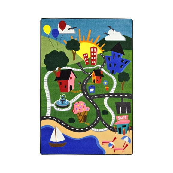 Kid Essentials - Early Childhood Happy Town, 5'4" x 7'8", Multicolored