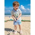 thumbnail image 4 of BemeyourBBs Toddler Baby Boys Summer Clothes Golf Outfits Golf Letter Embroidery Striped Short Sleeve Button Down Collar Shirt Tops and Pockets Shorts Set, 4 of 9