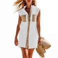 thumbnail image 6 of Bosfbaoi Women's Sleeveless Shirt Dress, Color Block Button Front Mini Dress, Lightweight Breathable Loose Fit Casual Sundress, 6 of 9