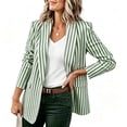 thumbnail image 2 of Homenesgenics Blazers for Women Business Casual Striped Blazer with Pockets, Cardigan-Style Green L, 2 of 5