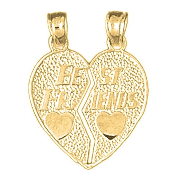 10K Yellow Gold Best Friends In Heart Pendant - 27 mm