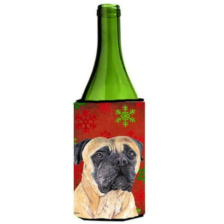 

Mastiff Red and Green Snowflakes Holiday Christmas Wine Bottle Hugger